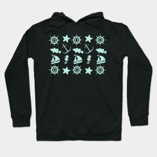 Nautical Life Staples Pattern: Ship, anker, fish, and more classics! Hoodie